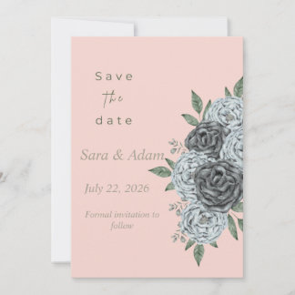 ロマンチックな水彩花柄のSave the Date セーブザデート