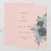 ロマンチックな水彩花柄のSave the Date セーブザデート (正面/裏面)