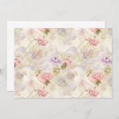 ロマンチックな水彩花柄包装紙 - エレガント 招待状 (正面/裏面)