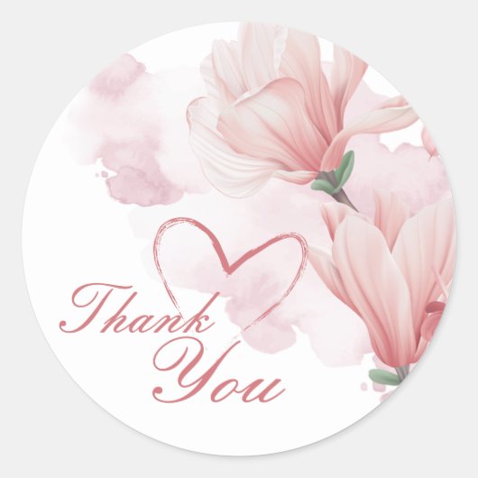 ロマンチックな水彩花模様 ラウンドシール (正面)