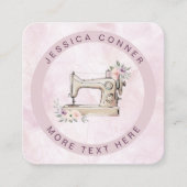 ロマンチックな水彩裁縫機械イラストレーション スクエア名刺 (正面)