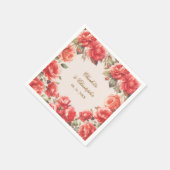 ロマンチックな水彩赤いバラのフローラ結婚ズ スタンダードカクテルナプキン (角)