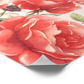 ロマンチックな水彩赤いバラ結婚の歓迎 ポスター (角)