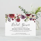 ロマンチックな水彩 ワインレッド ブラッシュ ピンク ローズ フローラル 招待状 (スタンド正面)