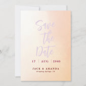 ロマンチックな水素晴らし色の結婚式の日付を保存 招待状 (正面)
