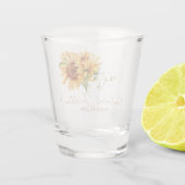 ロマンチックな水色のひまわり ショットグラス (裏面)