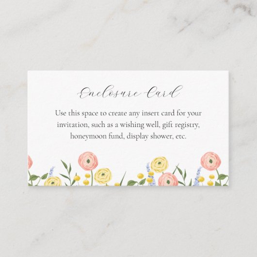 ロマンチックな水色のフローラエンクロージャカード エンクロージャーカード (正面)