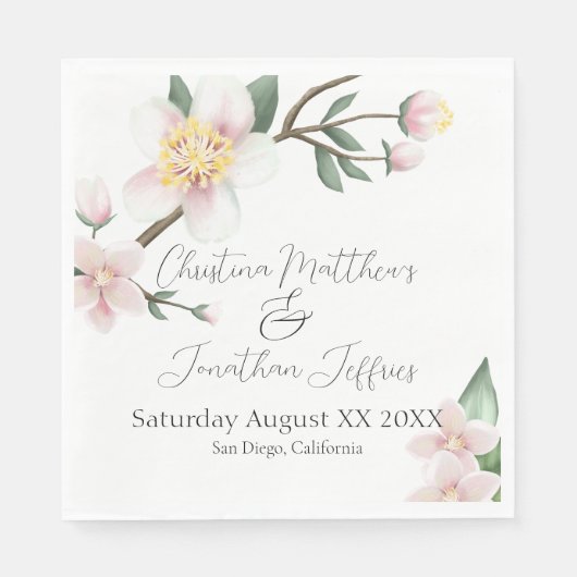 ロマンチックな水色のリンゴの花 スタンダードランチョンナプキン (正面)