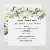 ロマンチックな水色の白いバラのリハーサル 招待状 (正面/裏面)