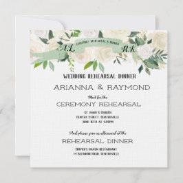 ロマンチックな水色の白いバラのリハーサル 招待状