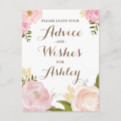 ロマンチックな水色の花を花嫁に迎える アドバイスカード (正面)