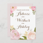 ロマンチックな水色の花を花嫁に迎える アドバイスカード (正面/裏面)