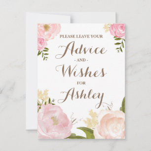 ロマンチックな水色の花を花嫁に迎える アドバイスカード