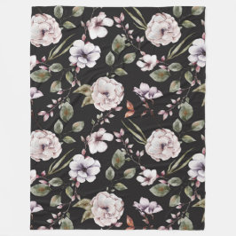 ロマンチックな水色の花 フリースブランケット