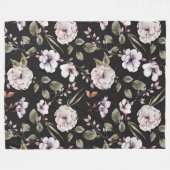 ロマンチックな水色の花 フリースブランケット (正面(横))