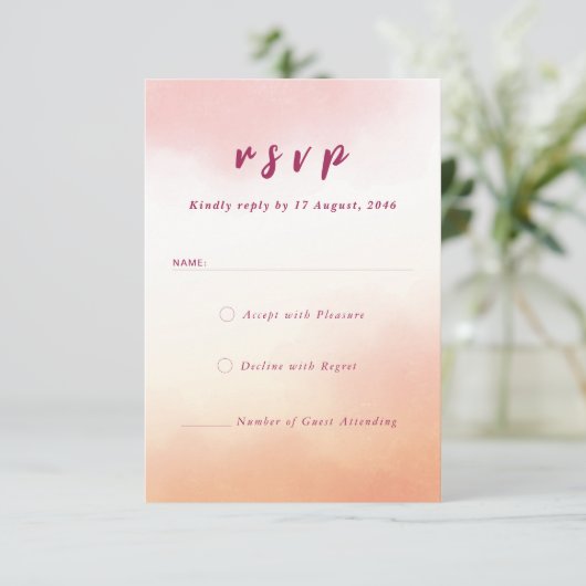 ロマンチックな水色カラフル結婚式RSVP サンキューカード (スタンド正面)