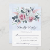 ロマンチックな水色バラライトブルーRSVPカード アドバイスカード (正面/裏面)