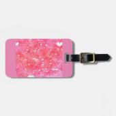 ロマンチックな水色ピンクのハートと矢印パターン ラゲッジタグ (正面横)
