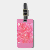 ロマンチックな水色ピンクのハートと矢印パターン ラゲッジタグ (正面縦)