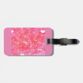 ロマンチックな水色ピンクのハートと矢印パターン ラゲッジタグ (裏面横)
