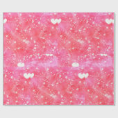 ロマンチックな水色ピンクのハートと矢印パターン ラッピングペーパー (フラット)