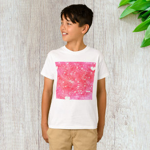 ロマンチックな水色ピンクのハートと矢印パターン Tシャツ