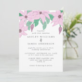 ロマンチックな水色ピンククレマティスフローラデザイン 招待状 (スタンド正面)