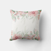 ロマンチックな水色ピンクフローラ装飾用クッション クッション (裏面)