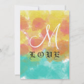 ロマンチックな水色ピンクブルーイエロー結婚ズ 招待状 (裏面)