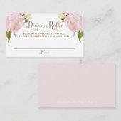 ロマンチックな水色ピンク牡丹おむつラッフル エンクロージャーカード (正面/裏面)