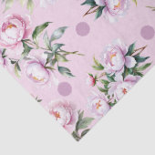 ロマンチックな水色ピンク牡丹のドットのパターン 薄葉紙 (詳細)