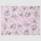 ロマンチックな水色ピンク牡丹のドットのパターン 薄葉紙 (正面)