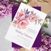 ロマンチックな水色ピンク牡丹エレガントフローラ 招待状