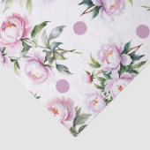 ロマンチックな水色ピンク牡丹ドットパターン白 薄葉紙 (詳細)