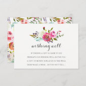 ロマンチックな水色フローラウィッシングウェルカード エンクロージャーカード (正面/裏面)