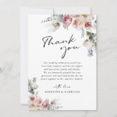 ロマンチックな水色フローラユーカリ結婚ス サンキューカード (正面)