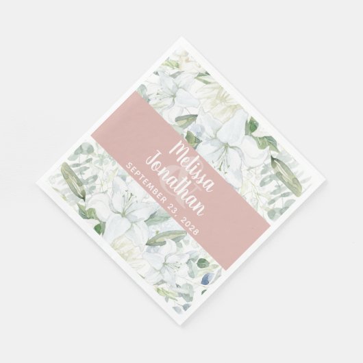 ロマンチックな水色フローラ白結婚花 スタンダードランチョンナプキン (角)