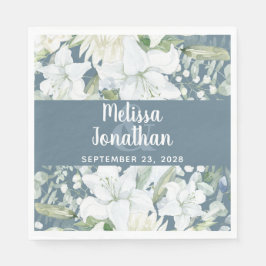 ロマンチックな水色フローラ白結婚花 スタンダードランチョンナプキン