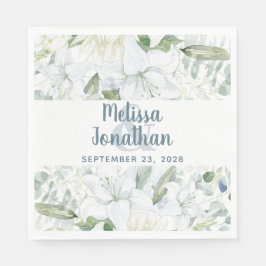 ロマンチックな水色フローラ白結婚花 スタンダードランチョンナプキン