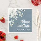 ロマンチックな水色フローラ白結婚花 スタンダードランチョンナプキン (インサイチュ)