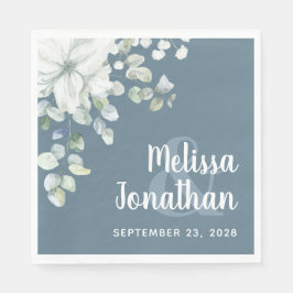 ロマンチックな水色フローラ白結婚花 スタンダードランチョンナプキン