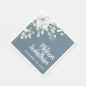 ロマンチックな水色フローラ白結婚花 スタンダードランチョンナプキン (角)