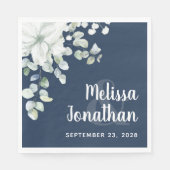 ロマンチックな水色フローラ白結婚花 スタンダードランチョンナプキン (正面)