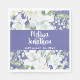 ロマンチックな水色フローラ白結婚花 スタンダードランチョンナプキン