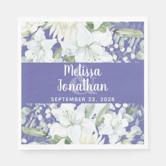 ロマンチックな水色フローラ白結婚花 スタンダードランチョンナプキン (正面)