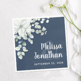 ロマンチックな水色フローラ白結婚花 スタンダードランチョンナプキン