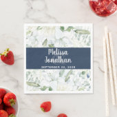 ロマンチックな水色フローラ白結婚花 スタンダードランチョンナプキン (インサイチュ)