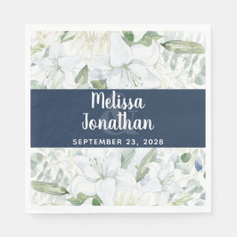 ロマンチックな水色フローラ白結婚花 スタンダードランチョンナプキン