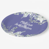 ロマンチックな水色フローラ白結婚花 ペーパープレート (アングル)