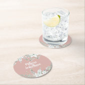 ロマンチックな水色フローラ白結婚花 ラウンドペーパーコースター (インサイチュ)